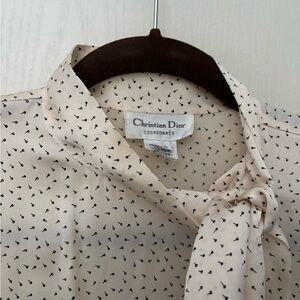 Vintage Christian Dior Silk cream and black blouse.